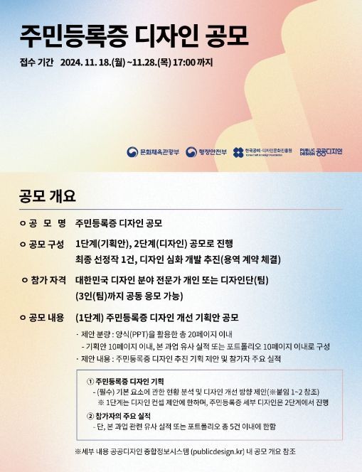 주민등록증 디자인 공모 포스터
