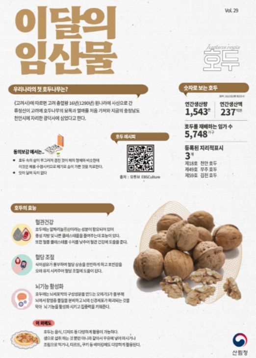 11월 이달의 임산물 '호두' 포스터