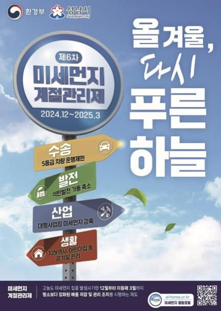 성남시 제6차 미세먼지 계절관리제 시행 안내 포스터