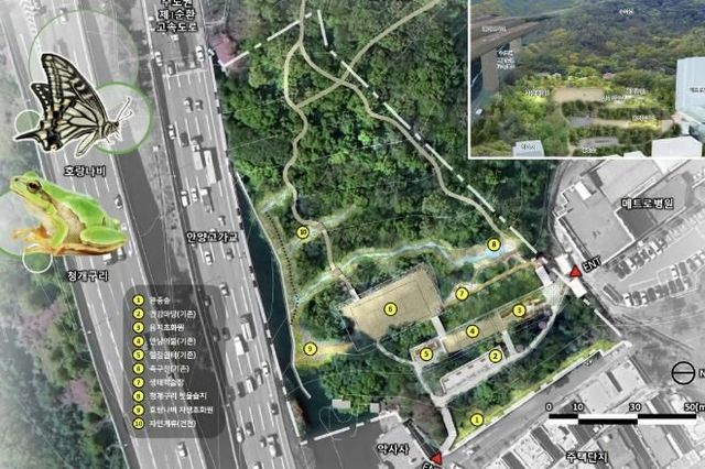 안양 수리산 청개구리서식처 복원 및 생태교육공간 조성사업 기본계획도