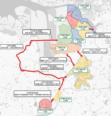 시범운행지구 지형도(남양, 새솔, 송산, 마도산단 등)