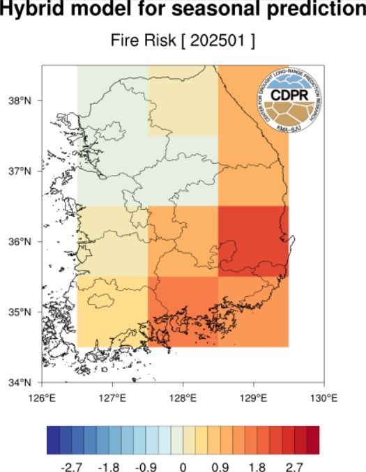 2025년 1월 산불 발생위험 예측 결과