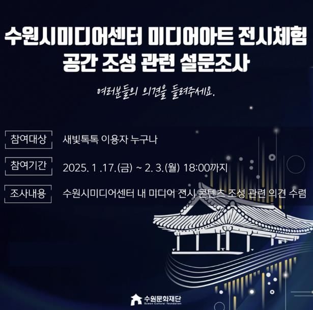 수원문화재단, 미디어기술 활용 전시콘텐츠 제작사업 관련 시민 대상 설문조사 진행