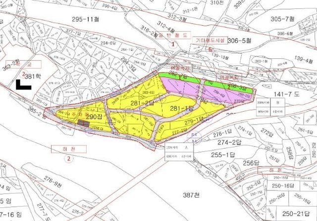 군관리계획(지구단위계획 등) 결정 지형도면 고시자료
