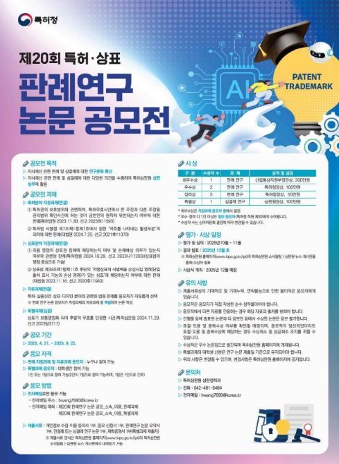 제20회 특허·상표 판례 연구 논문 공모전 포스터