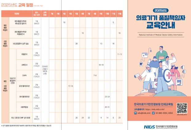 의료기기 품질책임자 교육 홍보 리플릿(한국의료기기안전정보원)