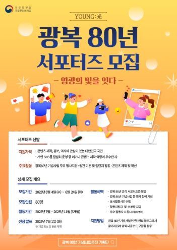 광복80년 서포터즈 모집 포스터