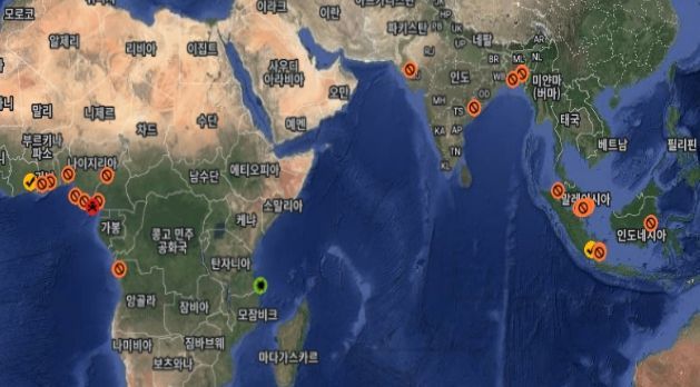 2025년 상반기 해역별 해적사건 발생 분포