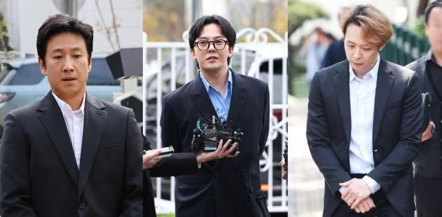 왼쪽부터배우 이선균 가수 지드래곤 가수 겸 배우 박유천 사진연합뉴스