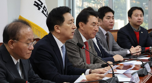 국민의힘 김기현 대표가 4일 국회에서 최고위원회의를 하고 있다 사진연합뉴스