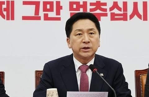 김기현 국민의힘 대표가 3일 오전 국회에서 열린 최고위원회에서 발언하고 있다. [사진=연합뉴스] 