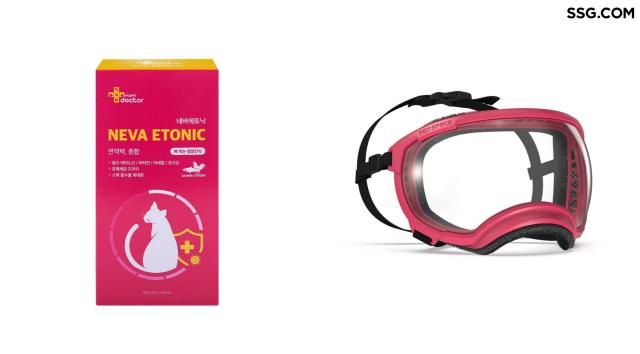 반려묘용 마이펫닥터 츄르형 영양제왼쪽와 반려견용 고글 렉스스펙스 V2 사진SSG닷컴