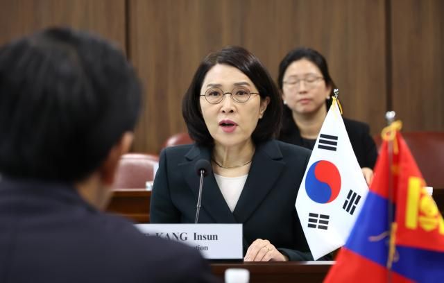 강인선 외교부 제2차관이 11일 서울 종로구 정부서울청사 별관에서 열린 제8차 한-몽골 공동위원회에서 발언하고 있다 연합뉴스