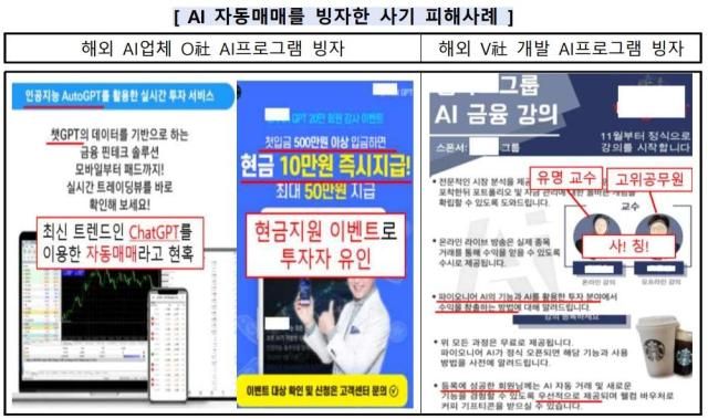 AI 자동매매를 빙자한 사기 피해사례 그래픽금융감독원