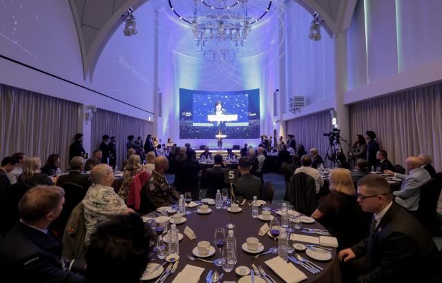 강정애 국가보훈부 장관이 25일 오후 서울시 용산구 드래곤시티에서 열린 영연방 참전용사 감사만찬에서 환영사를 하고 있다 사진국가보훈부