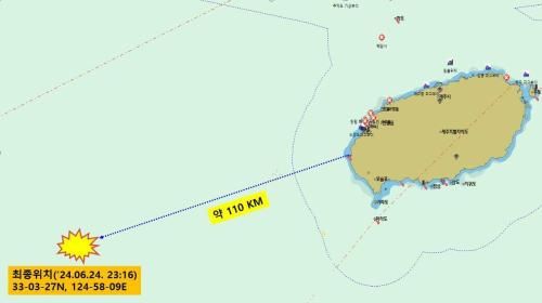 제주도 서쪽 해상 어선 침몰 추정 위치 사진연합뉴스