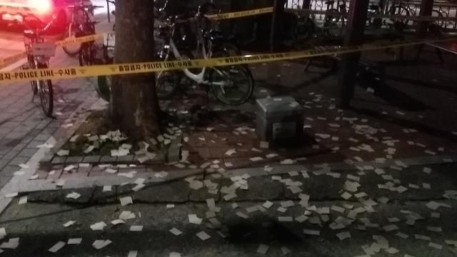 9일 합동참모본부에 따르면 북한이 전날부터 대남 오물풍선 330여 개를 살포했고 우리 지역에 80여 개가 낙하했다 이날 오전 서울 각지에서 관련 신고가 이어졌다 사진은 노원구 상계동 도로변에서 발견된 대남 오물풍선 잔해 사진연합뉴스