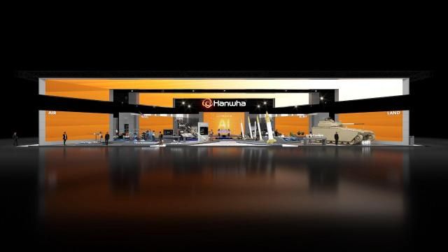 오는 20일부터 24일까지 일산 킨텍스에서 열리는 서울 국제 항공우주 및 방위산업 전시회ADEX 2025 한화 부스 조감도 사진한화에어로