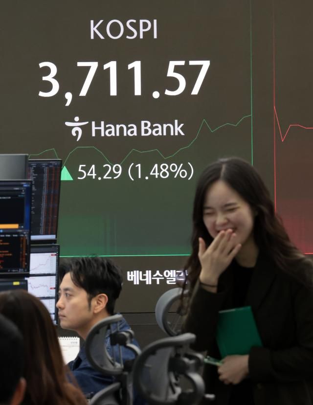 16일 서울 중구 하나은행 딜링룸 현황판에 코스피 지수 등이 표시되고 있다 이날 코스피 지수는 전 거래일 대비 1854포인트051 오른 367582에 코스닥은 210포인트024 오른 86682에 개장했다 사진연합뉴스