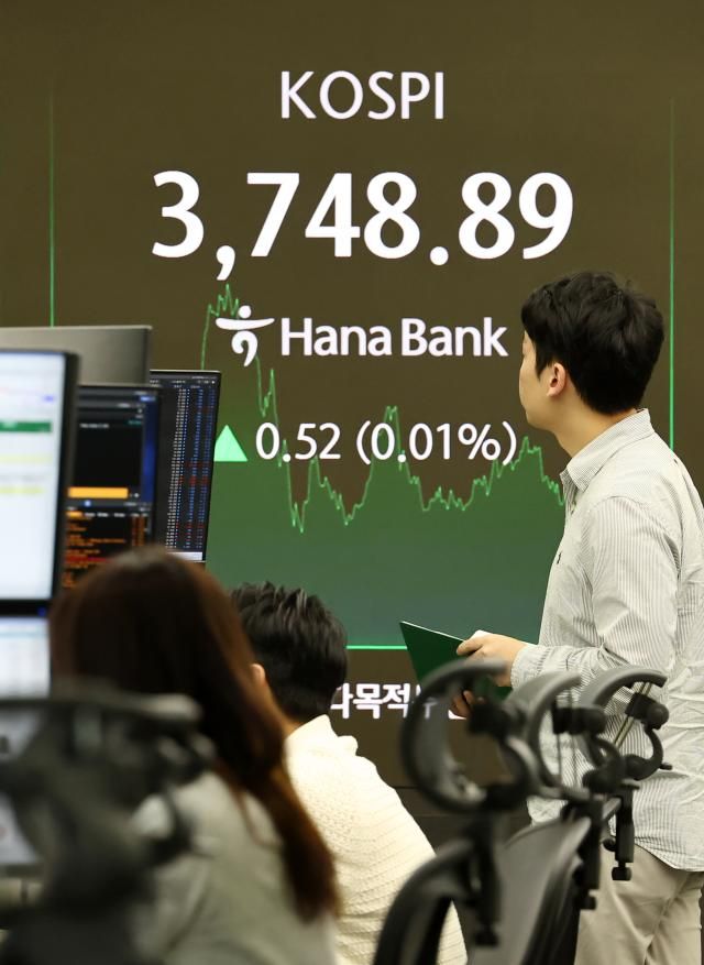 지난 17일 서울 중구 하나은행 본점 딜링룸 현황판에 코스피지수 종가가 표시돼 있다 사진연합뉴스
