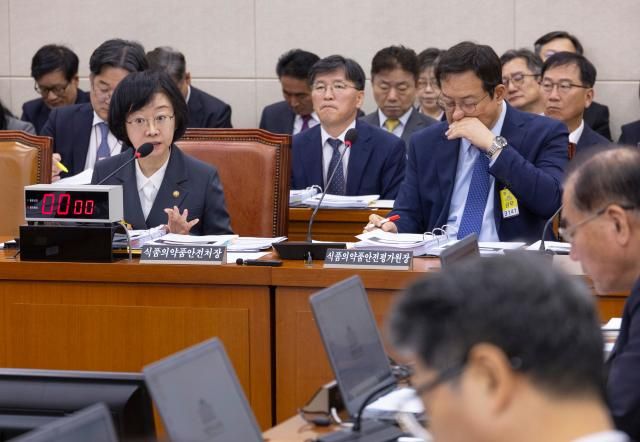 오유경 식품의약품안전처 처장이 21일 국회에서 열린 2025년도 보건복지위원회 국정감사에 출석해 의원 질의에 답하고 있다 사진연합뉴스