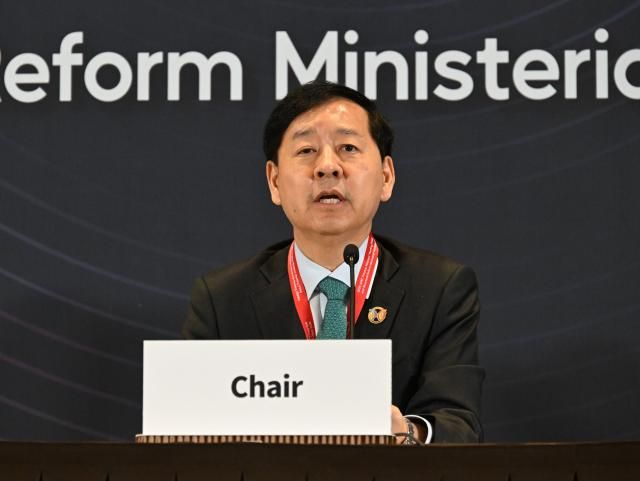 구윤철 부총리 겸 기획재정부 장관이 지난 23일 인천 중구 인스파이어 리조트에서 열린 아시아-태평양경제협력체(APEC) 재무·구조개혁장관회의 합동 기자회견에서 발언하고 있다. 