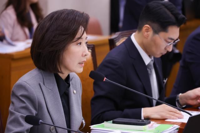 나경원 국민의힘 의원이 지난 20일 서울 여의도 국회에서 열린 2025년도 법제사법위원회 국정감사에서 신상 발언을 하고 있다 사진연합뉴스