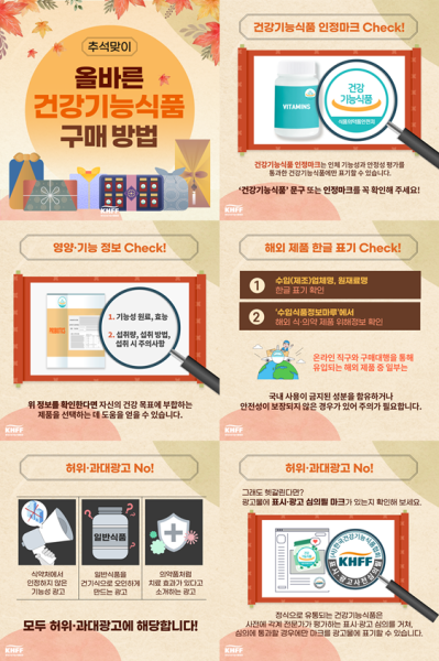 한국건강기능식품협회 추석 맞이 올바른 건강기능식품 구매법 안내 사진한국건강기능식품협회