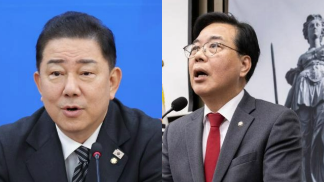 사진 왼쪽 김병기 더불어민주당 원내대표 오른쪽 송언석 국민의힘 원내대표 사진연합뉴스
