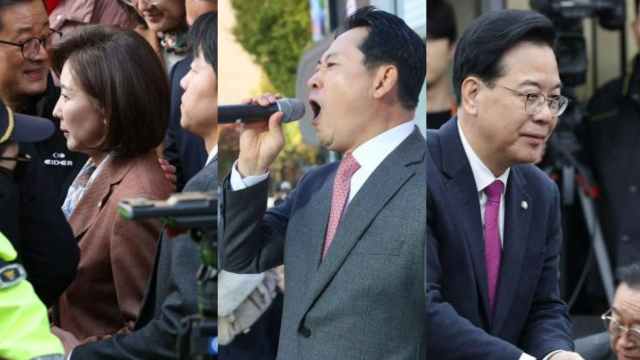 왼쪽부터 나경원 국민의힘 의원 장동혁 대표 송언석 원내대표 사진연합뉴스