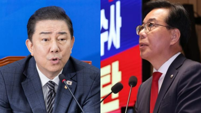 왼쪽부터 김병기 더불어민주당 원내대표 송언석 국민의힘 원내대표 사진연합뉴스