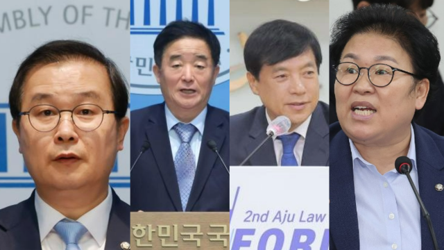 사진 왼쪽부터 이건태 더불어민주당 의원 강득구 민주당 의원 이성윤 민주당 의원 문정복 민주당 의원 사진연합뉴스