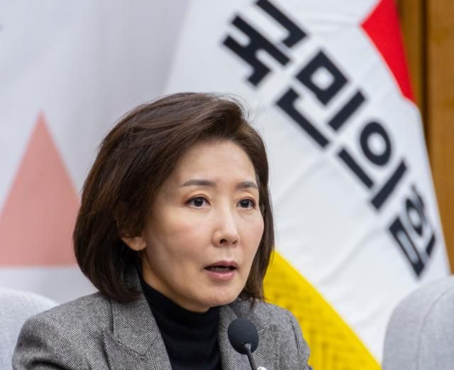 국민의힘 지방선거총괄기획단 위원장인 나경원 의원이 지난 15일 국회에서 열린 지방선거총괄기획단-전국청년지방의원협의회 연석회의에서 오는 2026년 지방선거에서 청년 우대 정책 구상이 담긴 인사말을 하고 있다 사진연합뉴스