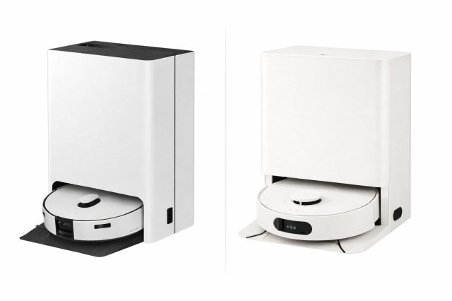 삼성전자 비스포크 AI 스팀왼쪽과 LG전자 로보킹 AI 올인원 사진각 사