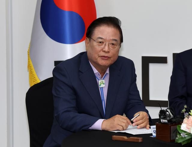 우동기 지방시대위원장이 지난해 10월 21일 서울 종로구 정부서울청사에서 열린 대구·경북 통합 관련 4자 회동에서 인사말을 하고 있다 사진연합뉴스