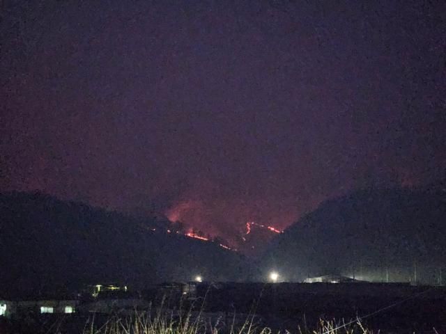 22일 경북 의성군 안평면 괴산리 야산에서 불이 나 확산한 가운데 의성읍 중리리 일대에서도 산불이 관측되고 있다 산림 당국은 해가 지자 야간 대응 체제로 전환했다사진연합뉴스