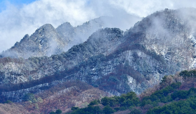 지난 28일 강원 인제군 북면 한계령 일대에 눈이 내린 모습 사진연합뉴스