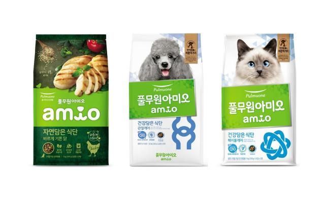 풀무원식품이 산불로 큰 피해를 본 영남 지역에 동물 사료를 기부했다 사진은 기부 제품인 풀무원아미오 사료들 사진풀무원식품