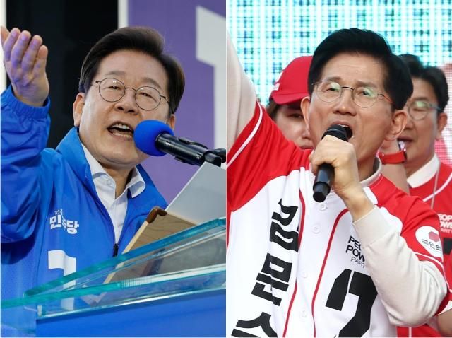 이재명 더불어민주당 대선 후보왼쪽와 김문수 국민의힘 대선 후보 사진연합뉴스