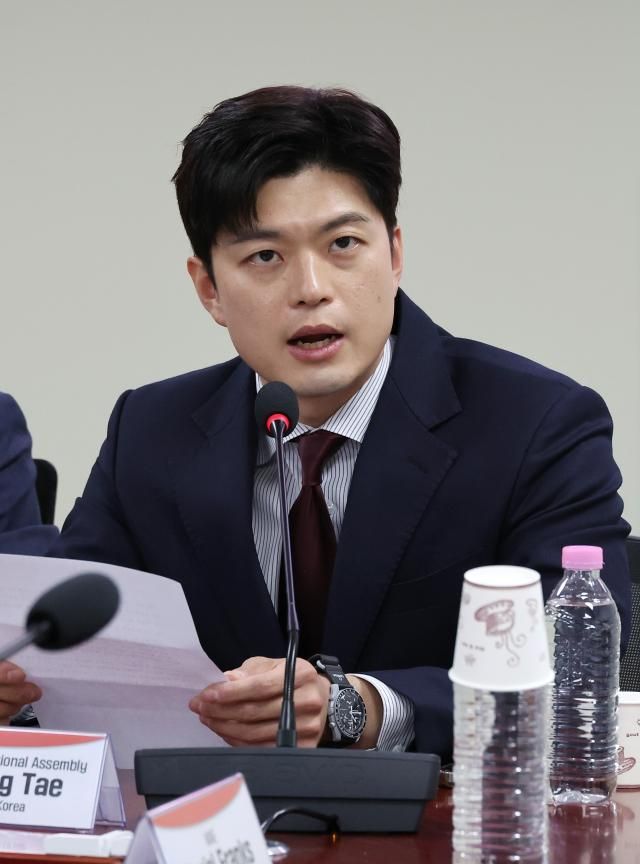 김용태 국민의힘 비상대책위원장 지명자가 지난 13일 서울 여의도 국회 의원회관에서 열린 한국-호주-베트남 석탄재 핵심 광물화 사업 간담회에 참석해 발언하고 있다 사진연합뉴스