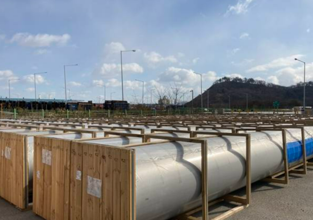 순천공장에서 생산된 대구경 스테인리스 용접장관 사진세아그룹