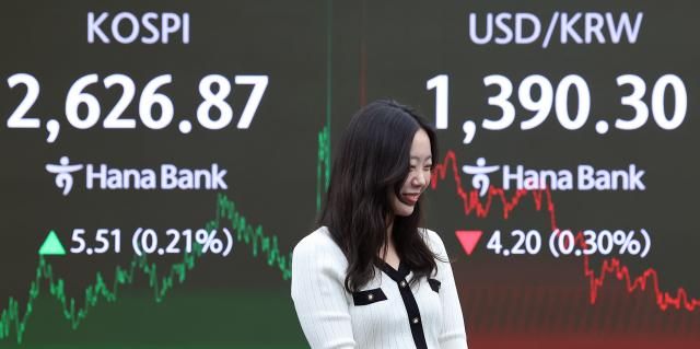 지난 16일 서울 중구 하나은행 딜링룸에 코스피와 원달러 환율이 표시돼 있다 사진연합뉴스