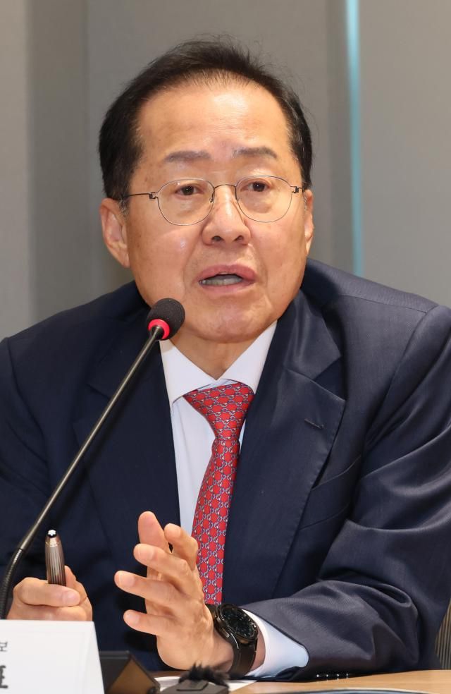 국민의힘 홍준표 대선 경선 후보가 지난 22일 서울 용산구 대한의사협회에서 열린 간담회에서 발언하고 있다 사진연합뉴스