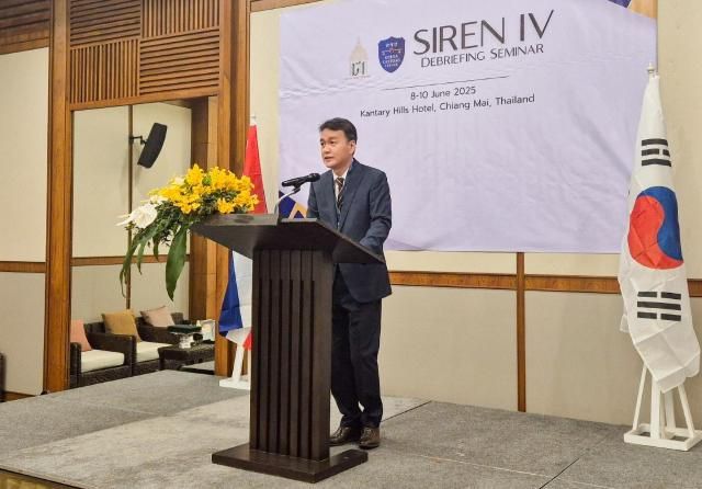 이종욱 관세청 조사국장이 9일 태국 치앙마이에서 열린 ‘제4차 한·태 마약 합동단속 성과보고회’에서 인사말을 하고 있다 사진관세청