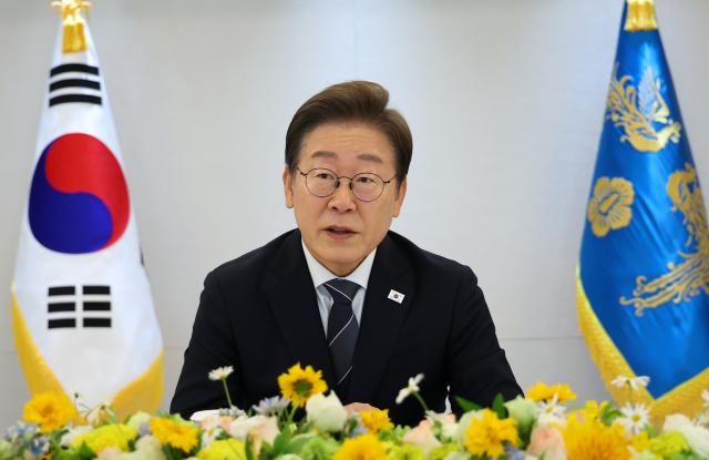 이재명 대통령이 13일 서울 용산 대통령실에서 열린 6경제단체·기업인 간담회에서 발언하고 있다사진연합뉴스