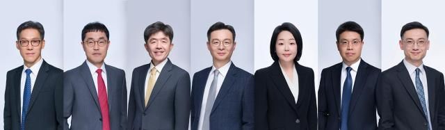 왼쪽부터 장영수·박진원·조주연·이정우·손정현·홍석기·석동현 변호사사진법무법인 세종
