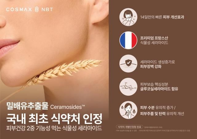 개별인정형 원료 허가를 받은 코스맥스엔비티의 세라모사이드 설명 자료 자료코스맥스엔비티