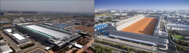 삼성전자 중국 시안 낸드 공장좌 SK하이닉스 중국 우시 D램 공장 전경 사진각 사