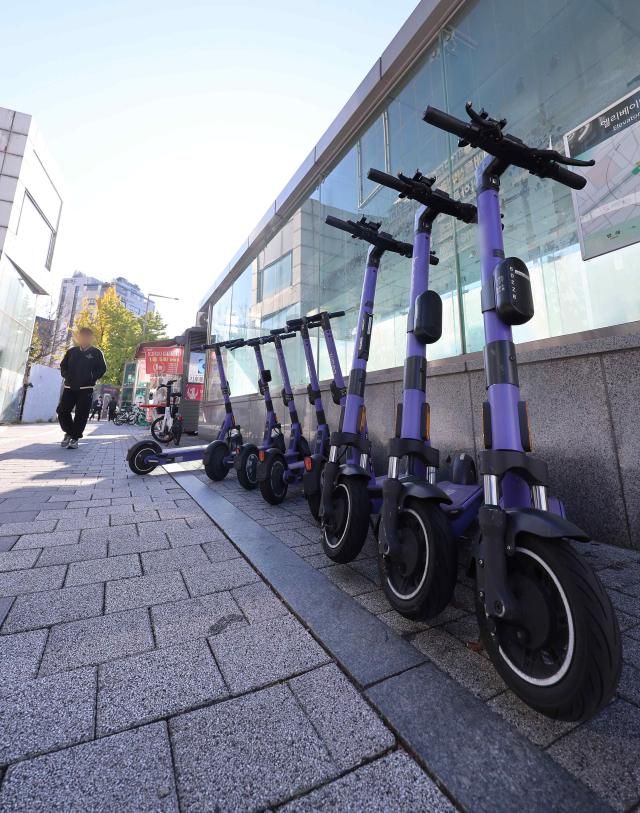 서울 시내에 전동킥보드들이 주차돼 있다 사진연합뉴스