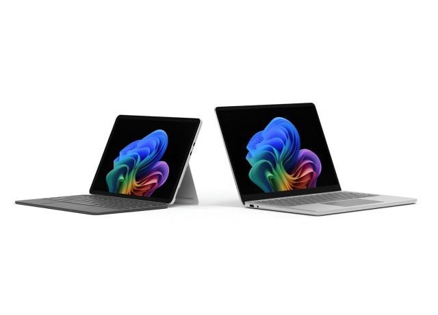 로운 Copilot+ PC 서피스 랩탑 13인치오른쪽 및 서피스 프로 12인치 사진한국마이크로소프트